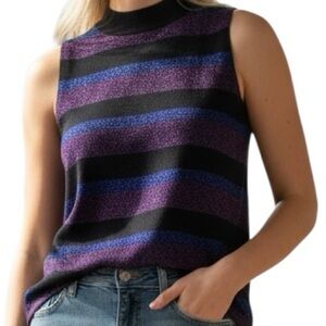 Nine West Black and Purple Knit Top